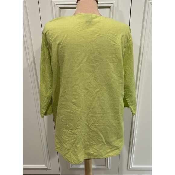 Focus Casual Life Women's Celery Green Tunic Top Size‎ Medium Cotton Embroidered - Picture 4 of 8